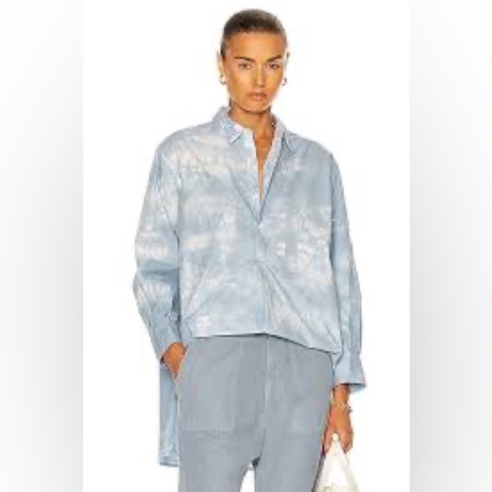 Nili Lotan Ambrose tunic top blue tie-dye cotton tunic top XS